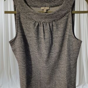 Talbots Black & White Heathered Sleeveless Knit Shell